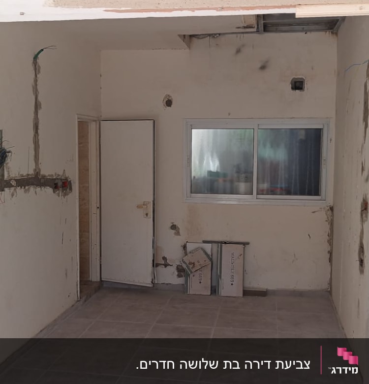 קירות עם סימני הכנה לצביעה ושיפוץ